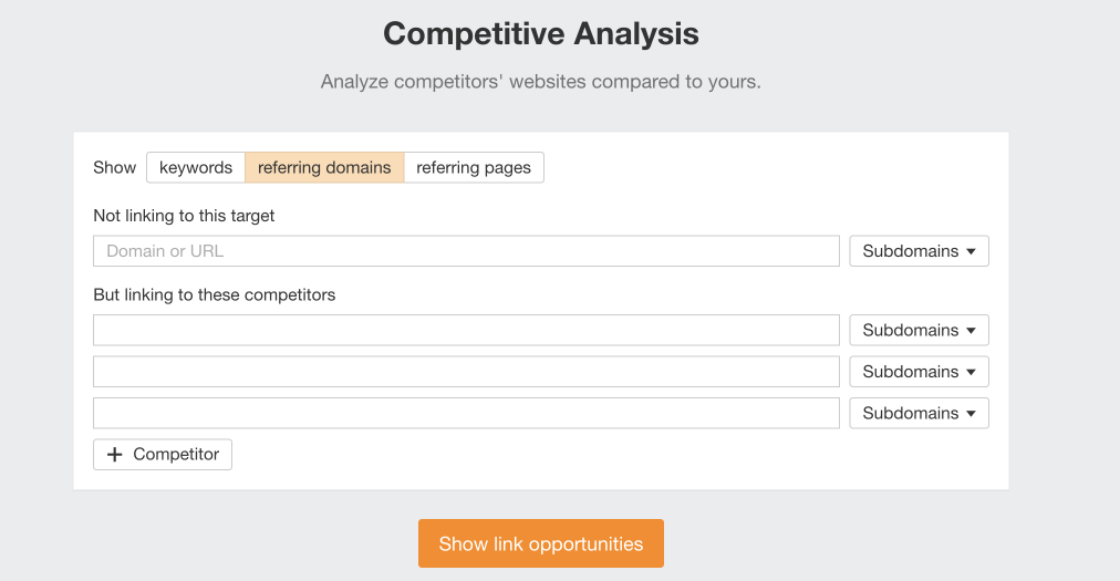 Ahrefs Competitive Analysis tool 
